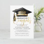 Faire-part Parties scintillant Or moderne Script Simple GRAD  (Debout devant)