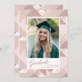 Faire-part Parties scintillant rose moderne Script Girl Photo (Devant / Derrière)