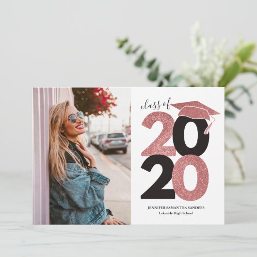 Faire-part Parties scintillant rose simple fille Casquette de (Debout devant)