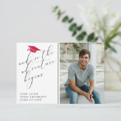 Faire-part Parties scintillant rouge Casquette avec devis pho (Debout devant)