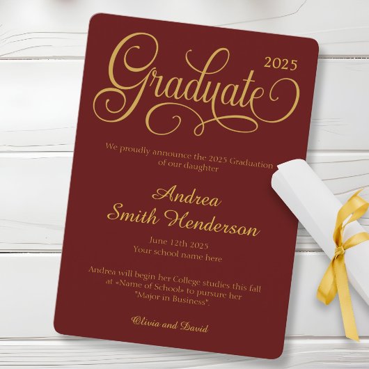 Faire-part Pas de photo Elegant Typographie Graduation