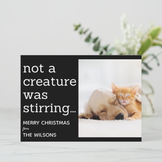 Faire-part pas une créature ne remuait noires photo Noël (Debout devant)