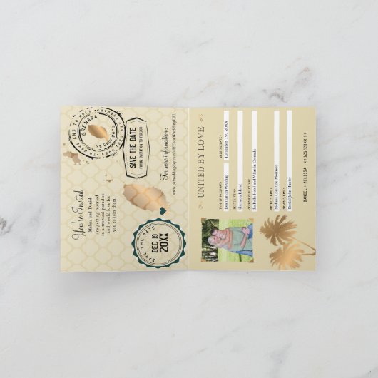 Faire-part Passeport Grenade Enregistrer la date Annonce (Intérieur)