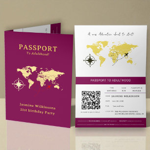 Faire-part Passeport pour l'âge adulte 21e anniversaire