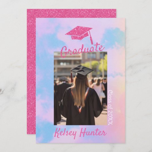 Faire-part Pastel Clouds Graduation Era Lover Parties scintil (Devant / Derrière)