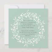 Faire-part Pastel Green White Fleur sauvage Wreath Graduation (Dos)