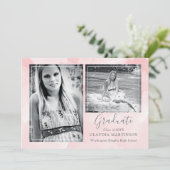 Faire-part Pastel Pink Aquarelle Laver Multi-Photo Graduation (Debout devant)