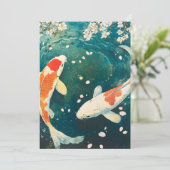 Faire-part Pastel Spring Koi Blossom (Debout devant)