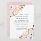 Faire-part Pastel Violet & Pink Floral Invité Mariage réduit (Devant / Derrière)