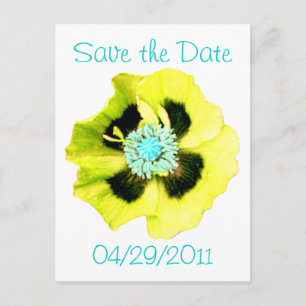 Faire-part Pavot jaune 'Enregistrer la date' carte postale bl