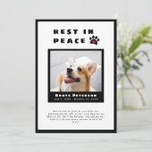 Faire-part Pawprint Coeur Repos En Paix Pet Perte Photo (Debout devant)