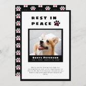Faire-part Pawprint Coeur Repos En Paix Pet Perte Photo (Devant / Derrière)