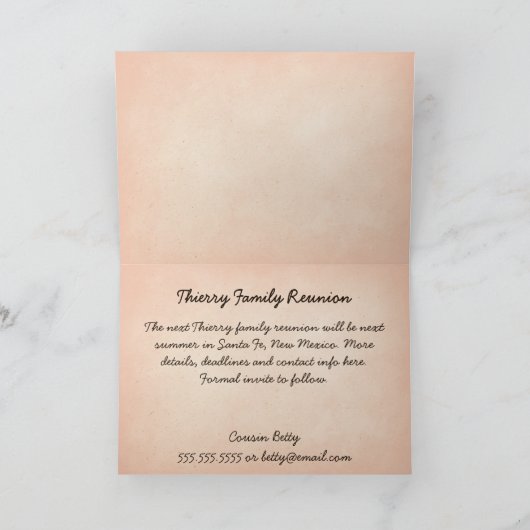 Faire-part Pays élevé Enregistrer la date Réunion familiale (Intérieur)