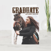 Faire-part Pays Western Graduation Photo Cowgirl plié (Devant)