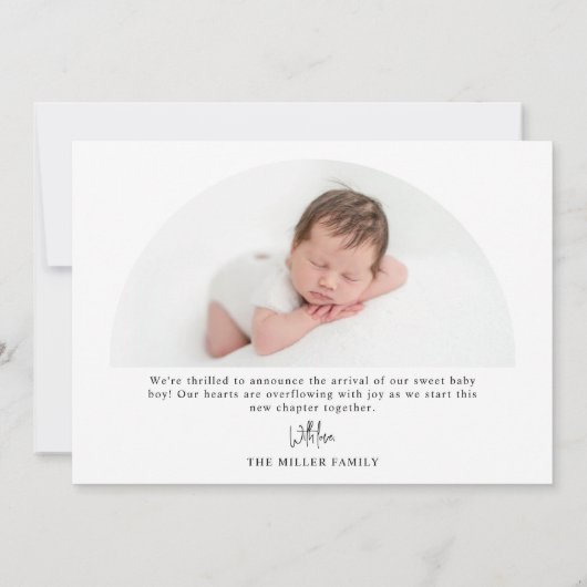 Faire-part Paysage moderne minimal photo bébé naissance (Dos)