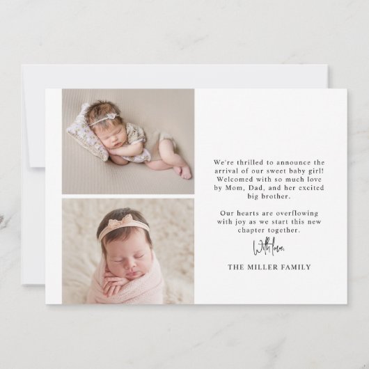 Faire-part Paysage moderne minimal photo bébé naissance (Dos)