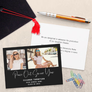 Faire-part Peace Out 2 Photo Script 2022 Black Graduation An