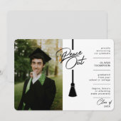 Faire-part Peace Out Black Tassel Covid Photo Graduation (Devant / Derrière)