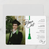 Faire-part Peace Out Green Tassel Covid Photo Graduation (Devant / Derrière)