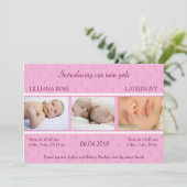 Faire-part Pearl rose Twins (Debout devant)