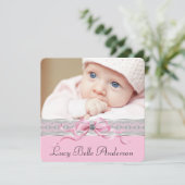 Faire-part Pearls Pink Baby Girl Annonces de naissance (Debout devant)