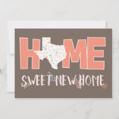 Faire-part Pêche & Brown Home, Sweet New Home - Texas (Devant)