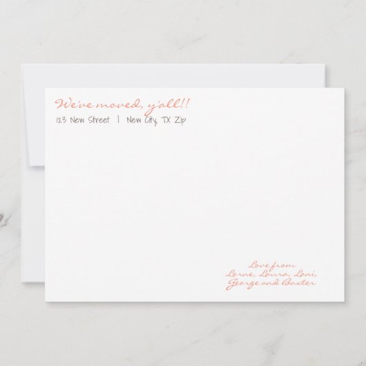 Faire-part Pêche & Brown Home, Sweet New Home - Texas (Dos)