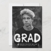 Faire-part Peinture au Spray blanc Typographie Photo Graduati (Devant)