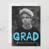 Faire-part Peinture au Spray bleu ciel Typographie Photo Grad (Devant)