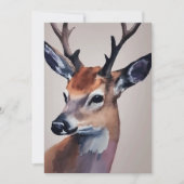 Faire-part Peinture d'aquarelle Wild Deer Portrait, Cerf (Devant)