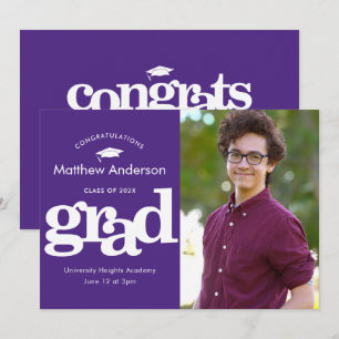 Faire-part Peinture violette photo moderne typographie audaci