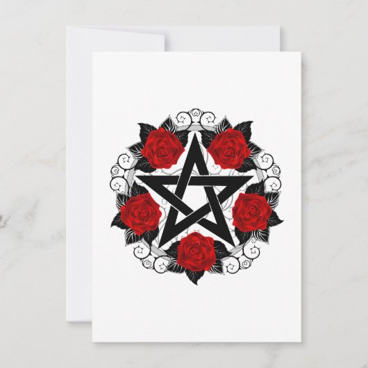 Faire-part Pentagramme aux roses rouges (Devant)