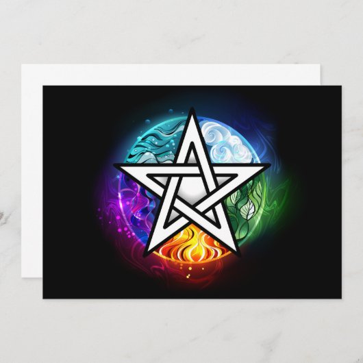 Faire-part pentagramme du Wiccan (Devant / Derrière)
