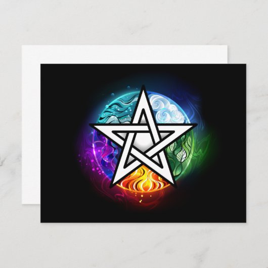 Faire-part pentagramme du Wiccan (Devant / Derrière)