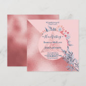 Faire-part Perle Rose Aquarelle Florale Païenne Mariage (Devant / Derrière)