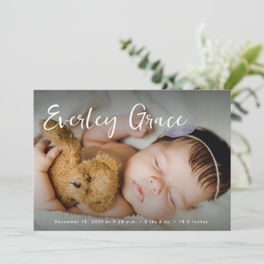 Faire-part Personalized Baby Photos Elegant Script Name (Debout devant)