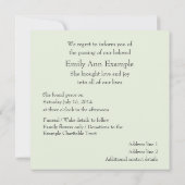 Faire-part personnalisable de la mort (Feuilles) (Dos)