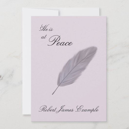 Faire-part personnalisable de la mort (plume) (Devant)