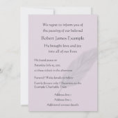 Faire-part personnalisable de la mort (plume) (Dos)