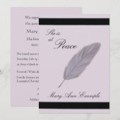 Faire-part personnalisable de la mort (plume) (Devant / Derrière)