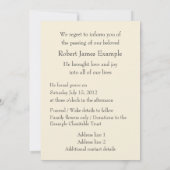 Faire-part personnalisable de la mort (sable) (Dos)