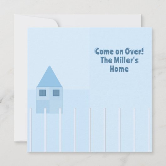 Faire-part Personnalisé Blanc & Bleu Faillite Maison clôturée (Dos)