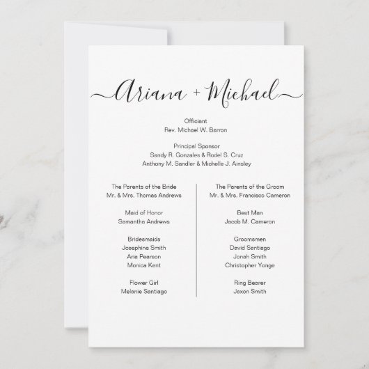 Faire-part Personnalisé Minimaliste Noir Blanc Simple mariage (Devant)