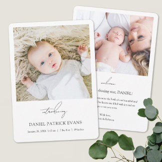 Faire-part Personnalisé Simple Photo moderne Boy ou Fille Nai