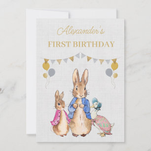 Faire-part Personnaliser Peter lapin 1er Anniversaire Invitat