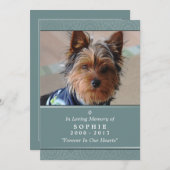Faire-part Pet Memorial Card 5x7 Prière Turquoise pour animau (Devant / Derrière)