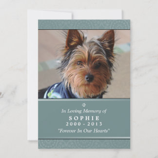 Faire-part Pet Memorial Card 5x7 Turquoise Dieu vous a vu poè