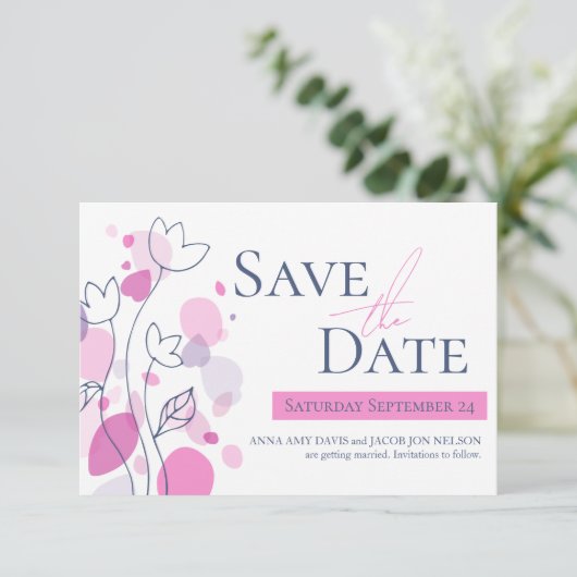 Faire-part Pétales de fleurs modernes graphiques enregistrer  (Debout devant)