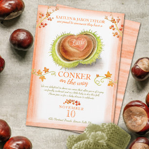 Faire-part Petit baby shower d'aquarelle de coeur de conker