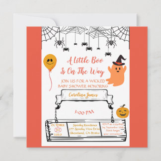 Faire-part Petit bébé boo douche halloween thème